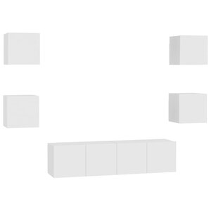 vidaXL Ensemble de meubles TV 6 Pièces Blanc Bois d'ingénierie