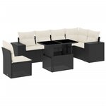 vidaXL Salon de jardin 7 Pièces avec coussins noir résine tressée