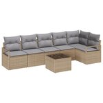 vidaXL Ensemble de canapé de jardin 7 pièces avec coussins en rotin noir