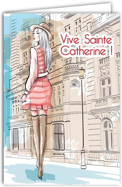 Carte sainte catherine bonne fête 25 novembre avec enveloppe blanche 12x17 5cm