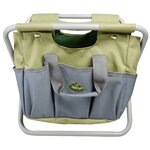 Esschert Design Sac et tabouret à outils de jardin Gris GT85