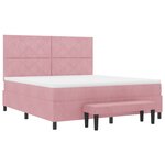 vidaXL Lit Box Spring avec Matelas et Banc Rose 180x200 cm Velours