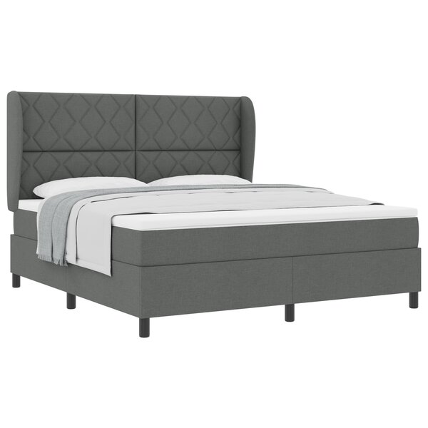 Lit Box Spring vidaXL avec matelas en gris foncé  180x200 cm en tissu