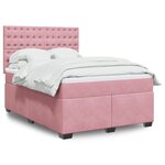 vidaXL Sommier à lattes de lit avec matelas Rose 140x190 cm Velours