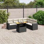 vidaXL Salon de jardin 7 Pièces avec coussins noir résine tressée