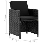 vidaXL Ensemble à manger d'extérieur 11 Pièces coussins poly rotin noir