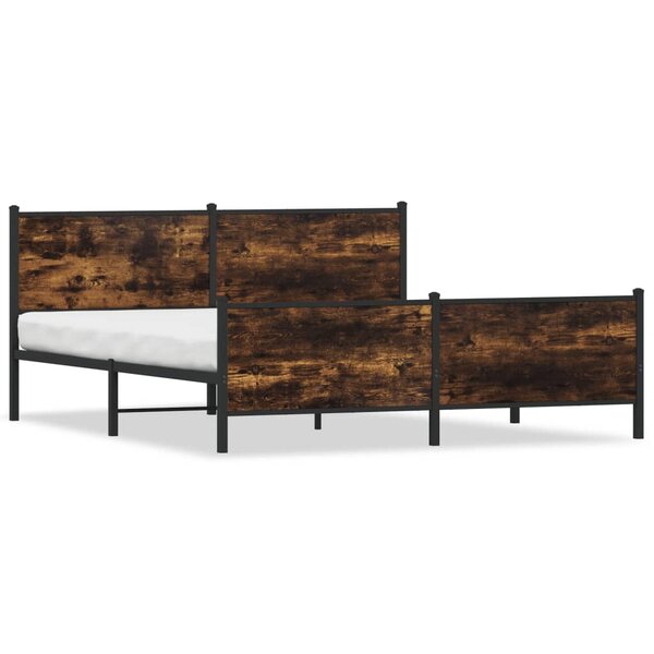 vidaXL Cadre de lit en métal sans matelas chêne fumé 200x200 cm