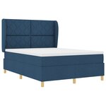 vidaXL Lit à ressorts avec matelas - Bleu - 140x200 cm - Tissu