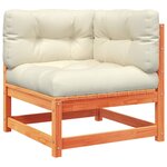 vidaXL Salon de jardin 9 Pièces avec coussins marron cire bois pin massif