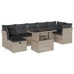 vidaXL Salon de jardin 8 Pièces avec coussins gris clair résine tressée