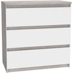 Commode CHELSEA 3 Tiroirs - Couleur blanc/béton clair - 77 2 x 42 x 79 9 cm