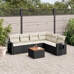 vidaXL Salon de jardin 7 Pièces avec coussins noir résine tressée