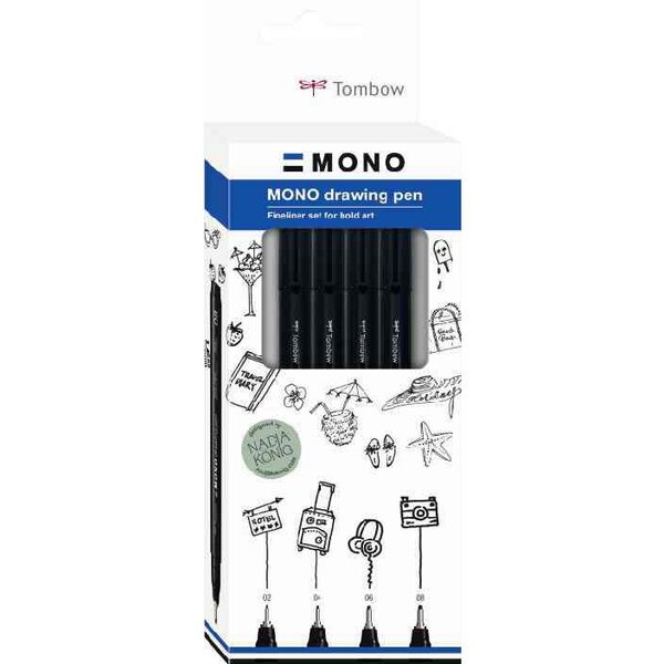 Feutre fin MONO drawing pen 'Bold Set'  set de 4 x 24 TOMBOW
