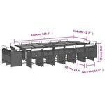 vidaXL Ensemble à manger de jardin et coussins 17 Pièces beige
