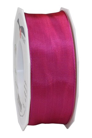 Ruban de soie acetat laitonné lyon 25-m-rouleau 40 mm magenta