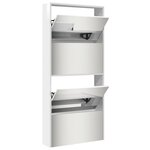 vidaXL Armoire à chaussures miroir 4 niveaux blanc brillant