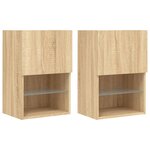 vidaXL Meubles TV avec lumières LED 2 Pièces chêne sonoma 40 5x30x60 cm