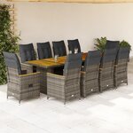 vidaXL Ensemble de bistro de jardin 11 Pièces coussins gris poly rotin