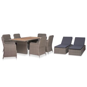 vidaXL Ensemble à manger d'extérieur 9 Pièces Résine tressée Marron