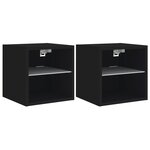 vidaXL Meubles TV muraux avec lumières LED 2 Pièces noir 30x28 5x30 cm