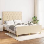 vidaXL Cadre de lit avec tête de lit Crème 140x200 cm Tissu