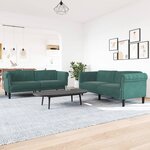 vidaXL Ensemble de canapés 2 Pièces vert foncé velours