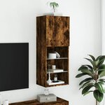 vidaXL Meuble TV avec lumières LED chêne fumé 40 5x30x102 cm