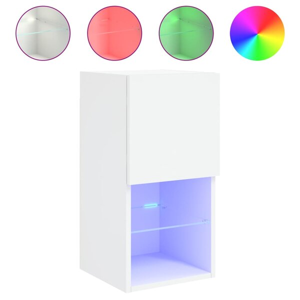 vidaXL Meuble TV avec lumières LED blanc 30 5x30x60 cm