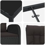 vidaXL Ensemble de Salle à Manger de Jardin 5 Pièces avec Coussins Noir Rattan Poly