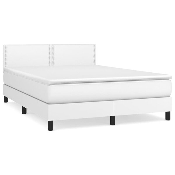 vidaXL Sommier à lattes de lit avec matelas Blanc 140x200cm Similicuir