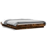 vidaXL Cadre de lit chêne fumé 150x200 cm bois d'ingénierie
