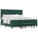 vidaXL Lit à ressorts avec matelas & banc vert foncé 200x200 cm velours