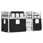 vidaXL Lit superposé avec rideaux blanc/noir 80x200 cm bois pin massif