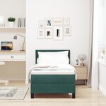 Lit Box Spring vidaXL avec Matelas & LED Vert Foncé 80x200 cm Velours