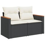 vidaXL Salon de jardin 9 Pièces avec coussins noir résine tressée