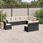 vidaXL Salon de jardin 10 Pièces avec coussins noir résine tressée