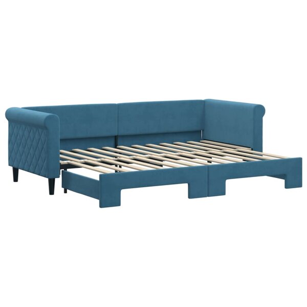 vidaXL Lit de jour avec gigogne sans matelas bleu 80x200 cm