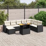 vidaXL Salon de jardin 9 Pièces avec coussins noir résine tressée