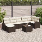 Ensemble de Canapés de Jardin vidaXL 8 pièces avec Coussins Marron Poly Rattan