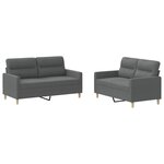 vidaXL Ensemble de canapés 2 Pièces avec coussins Gris foncé Tissu