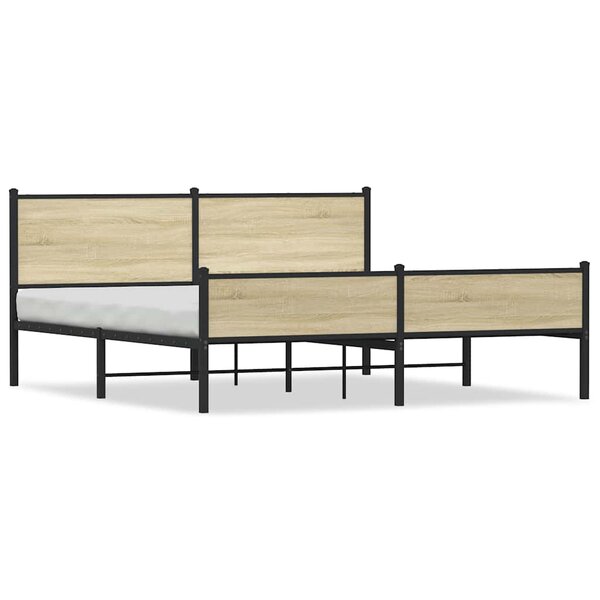 vidaXL Cadre de lit en métal sans matelas chêne sonoma 160x200 cm