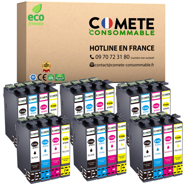 COMETE, Entreprise Française- 16XL - pack 24 Cartouches Compatibles EPSON