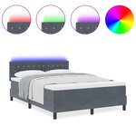 Lit à ressort vidaXL avec matelas et LED Gris foncé 160x200 cm Velours