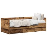 vidaXL Lit de repos Bois vieilli Bois d'ingénierie 90 x 190 cm Solide