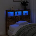 vidaXL Armoire tête de lit avec LED chêne fumé 120x17x102 cm