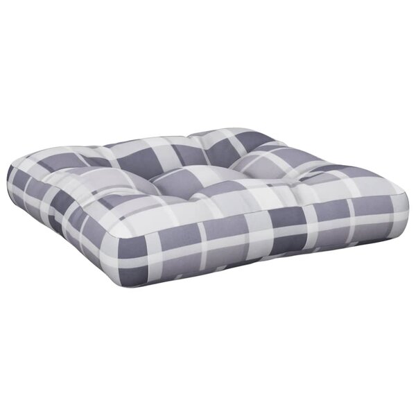 vidaXL Coussin de palette motif à carreaux gris tissu
