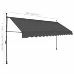 vidaXL Auvent manuel rétractable avec LED 350 cm Anthracite