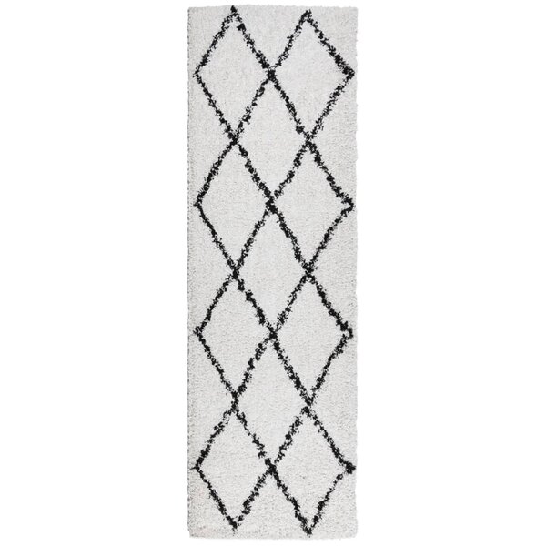 vidaXL Tapis shaggy à poils longs moderne crème et noir 80x250 cm