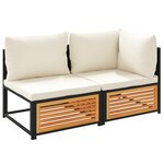 vidaXL Canapé de jardin avec coussins 2 places bois massif d'acacia