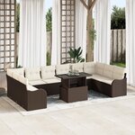 Ensemble de Sofa de Jardin vidaXL 11 pièces avec Coussins Marron Poly Rattan